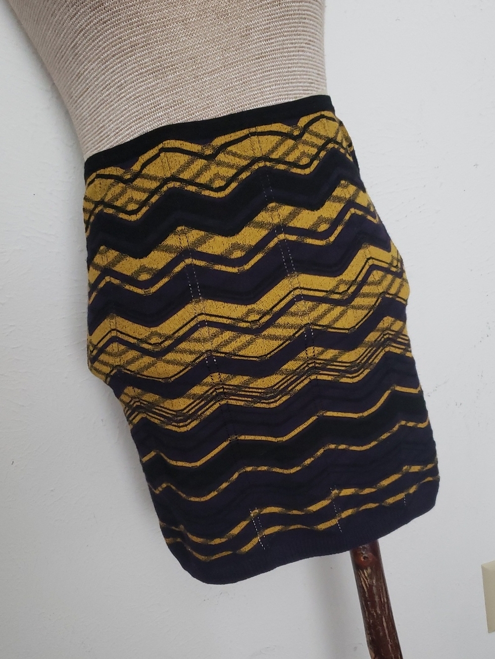 Missoni Chevron Knit Mini Skirt in Mustard and Plum Sz 4-6